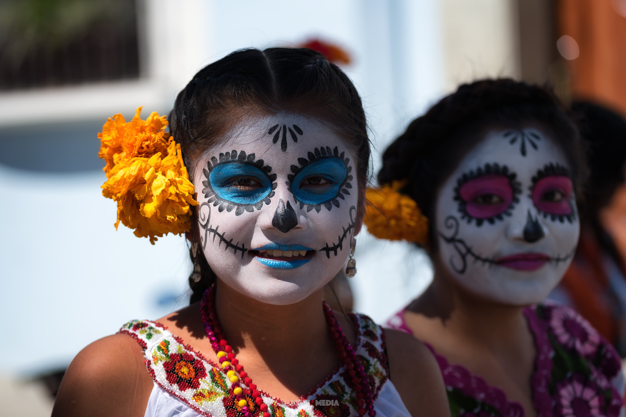 Oaxaca Dia de Muertos Marigold Blue